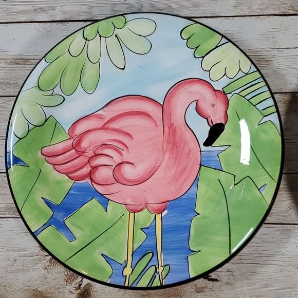 Hausenware Flamingo Salad Appetizer Bread Kid Child Plates x 2 - Picture 2 of 6